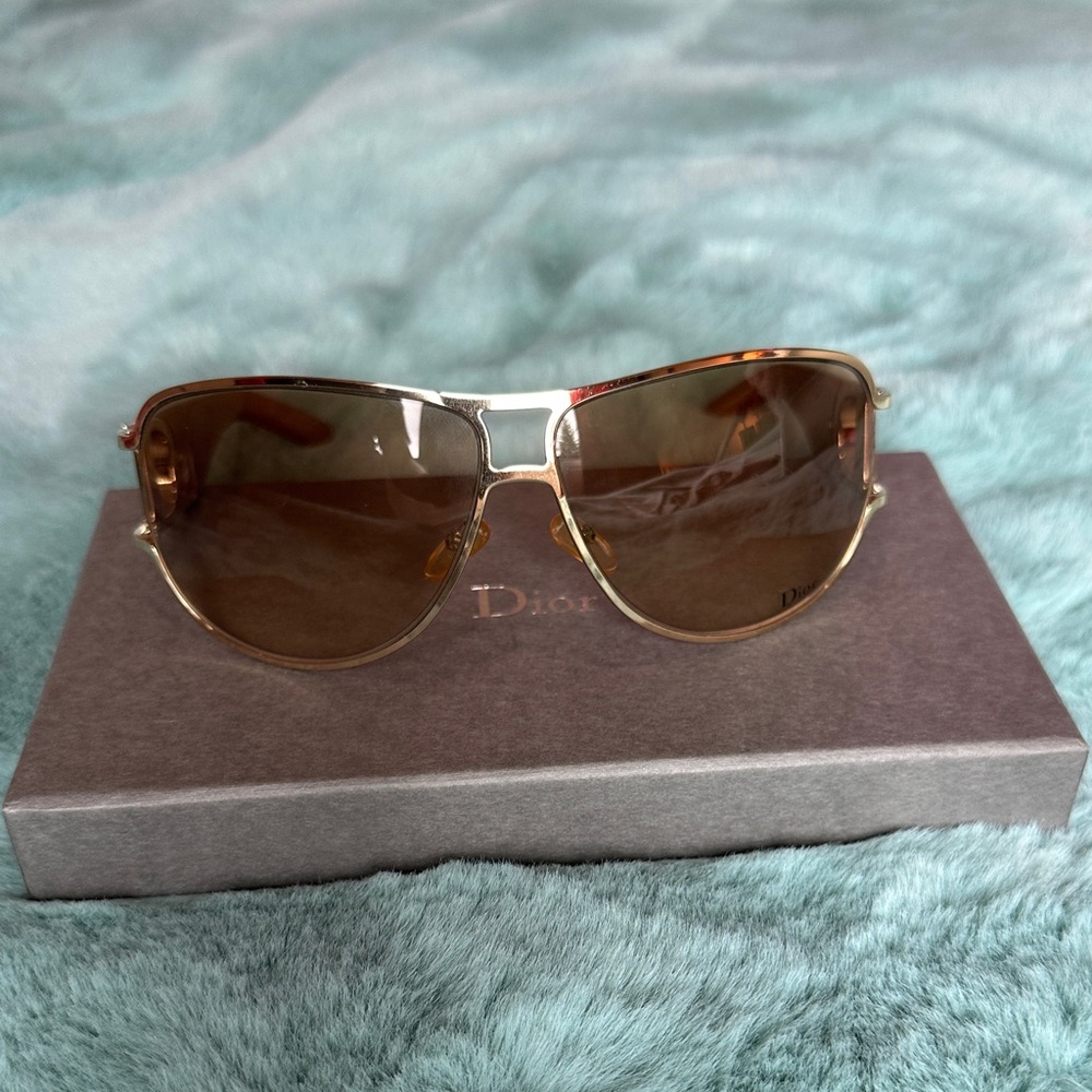Vintage Dior Gold and Brown Sunglasses